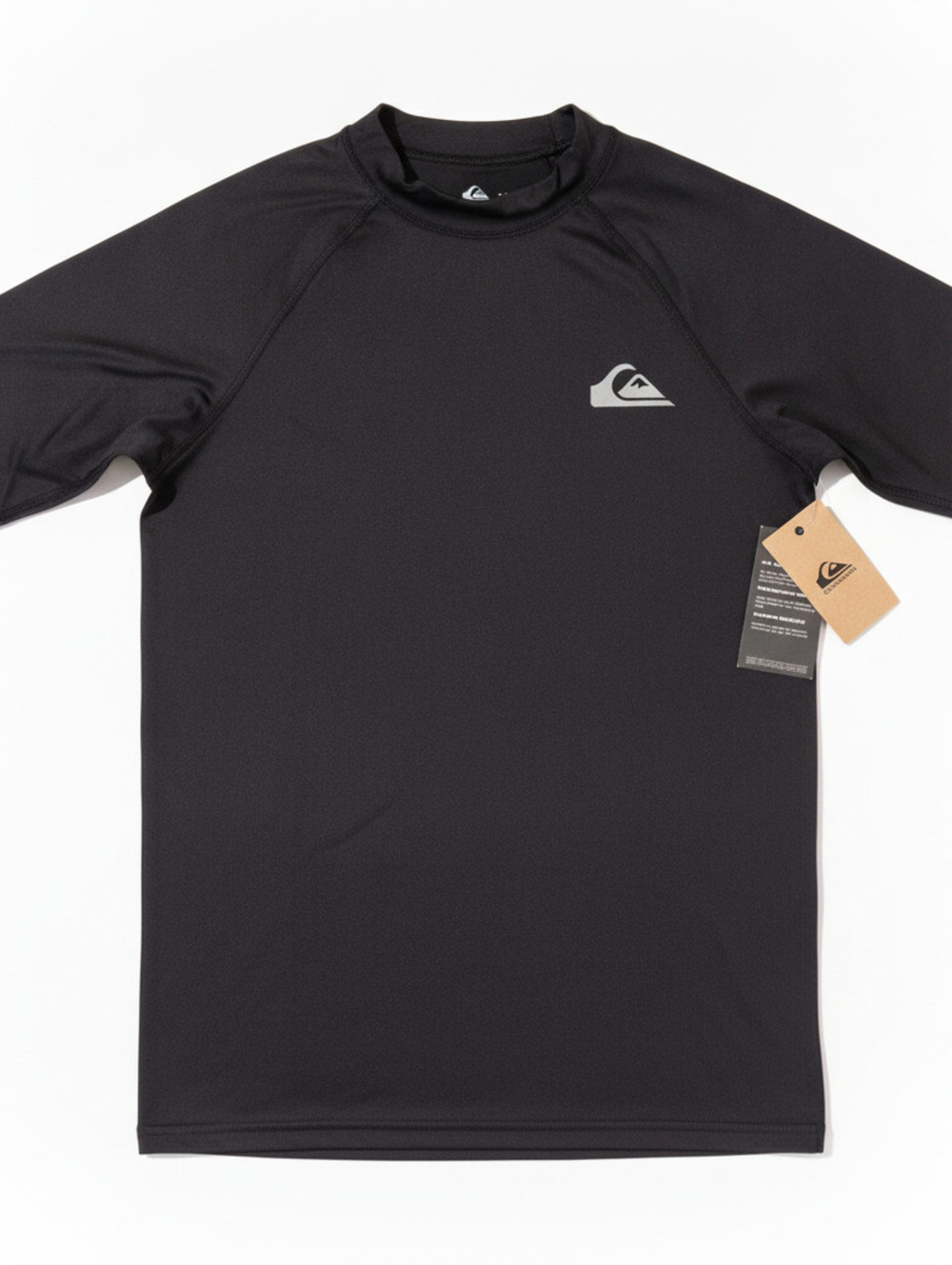 NWT Quiksilver Black Short Sleeve Rash Guard Swim Shirt Large